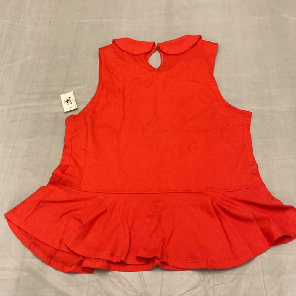 Disney Parks Minnie Mouse Red Peplum Collared Sleeveless Top Adult Medium - Picture 12 of 13